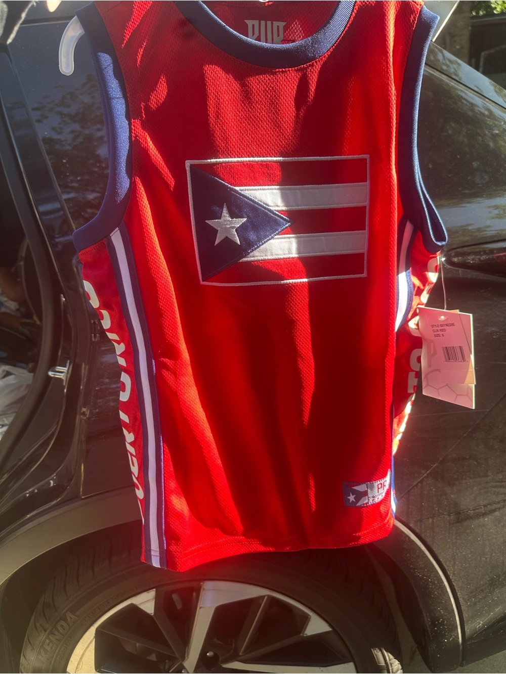 Pur Red Men's Swim Rash Guard with Navy & White Accents